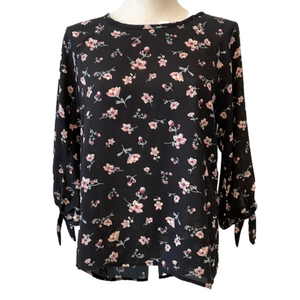 Papermoon black floral 3/4 sleeve blouse Sz S